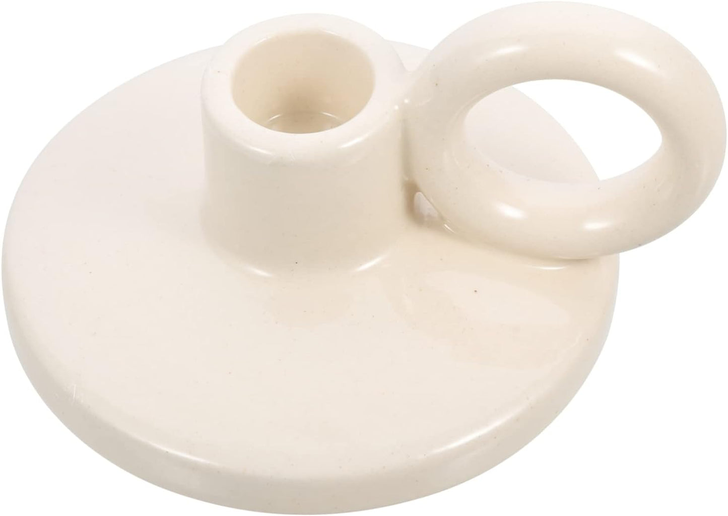 white Porcelain Candle Holder, Candle Stand with Handle white Ceramic Taper