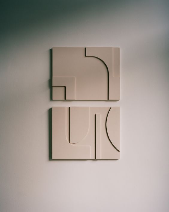 Beige/ off white vintage abstract tableau.
