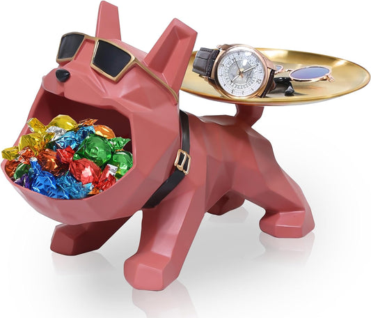 French bulldog tray statue candy dish key holder resin statues for desk table