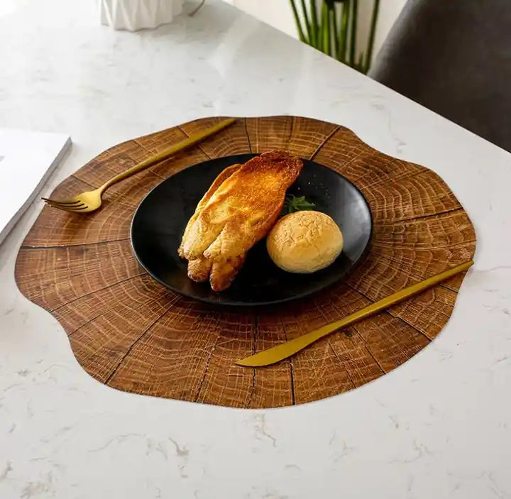Placements Wood Grain Design Round Place Mats for Wedding, Hotel, Restaurant, Cafe