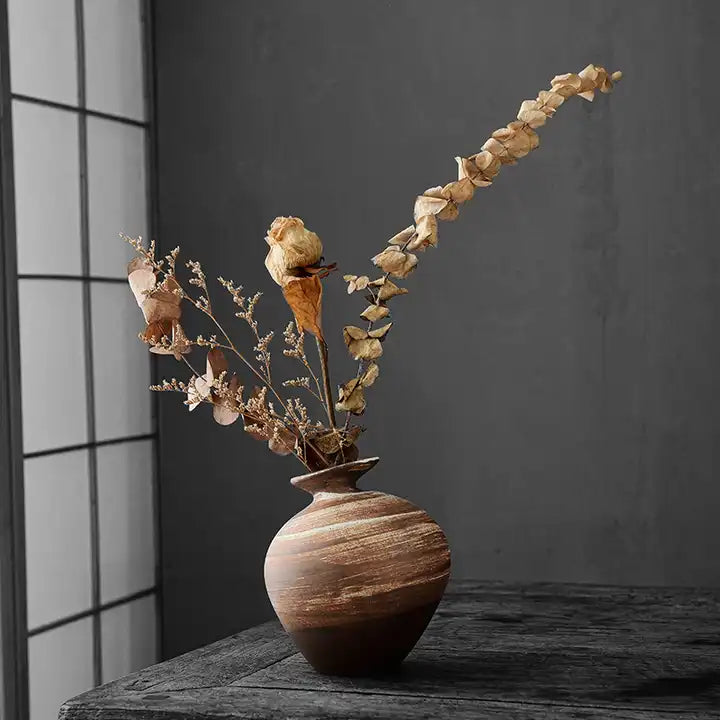 Rustic Ceramic vase, Antique Terracotta pots Unique Textured pottery Handmade Matt Vase