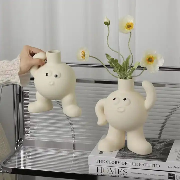 Cartoon Animal Ceramic Vase Modern Flower Vase Decoration Matte for Home Decor