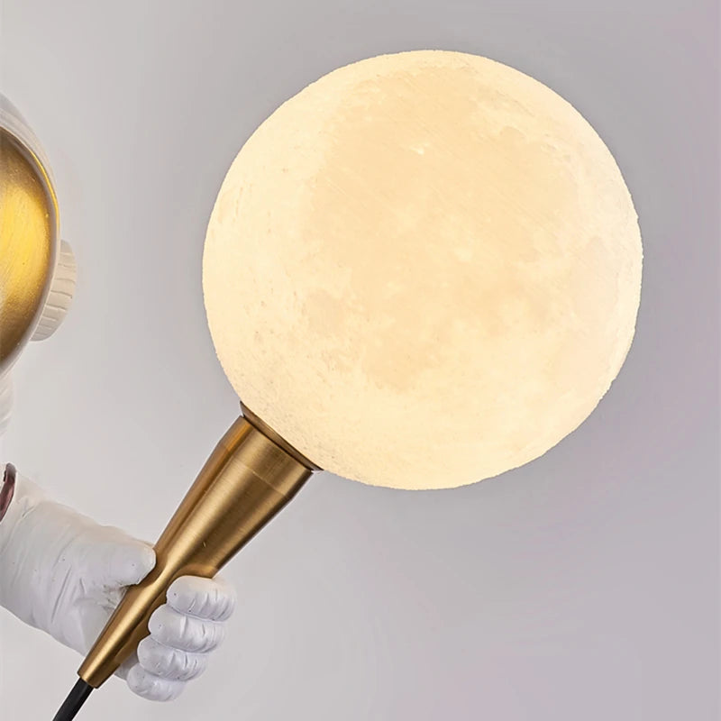 Nordic LED personality astronaut moon children's room wall lamp kitchen dining room bedroom study balcony aisle lamp decoration