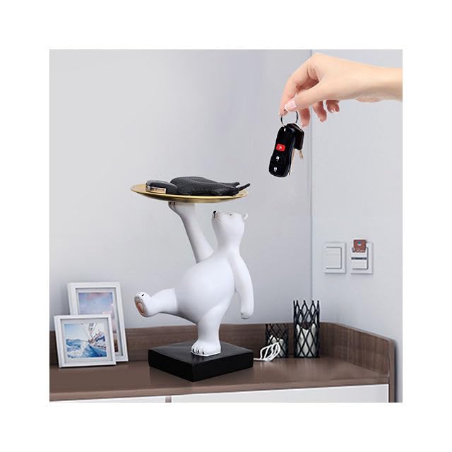 Polar Bear Resin Statue Storage Tray. Whimsical Home and Office Decor.