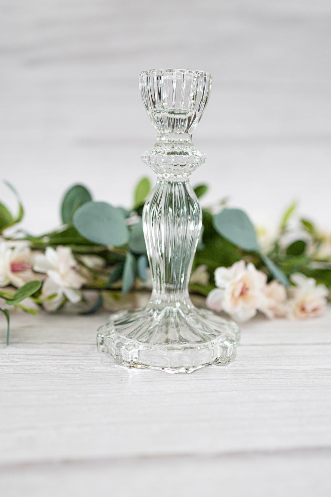 Glass Candlesticks vintage, Crystal Pressed Glass Candlesticks for Weddings and Home Decor.