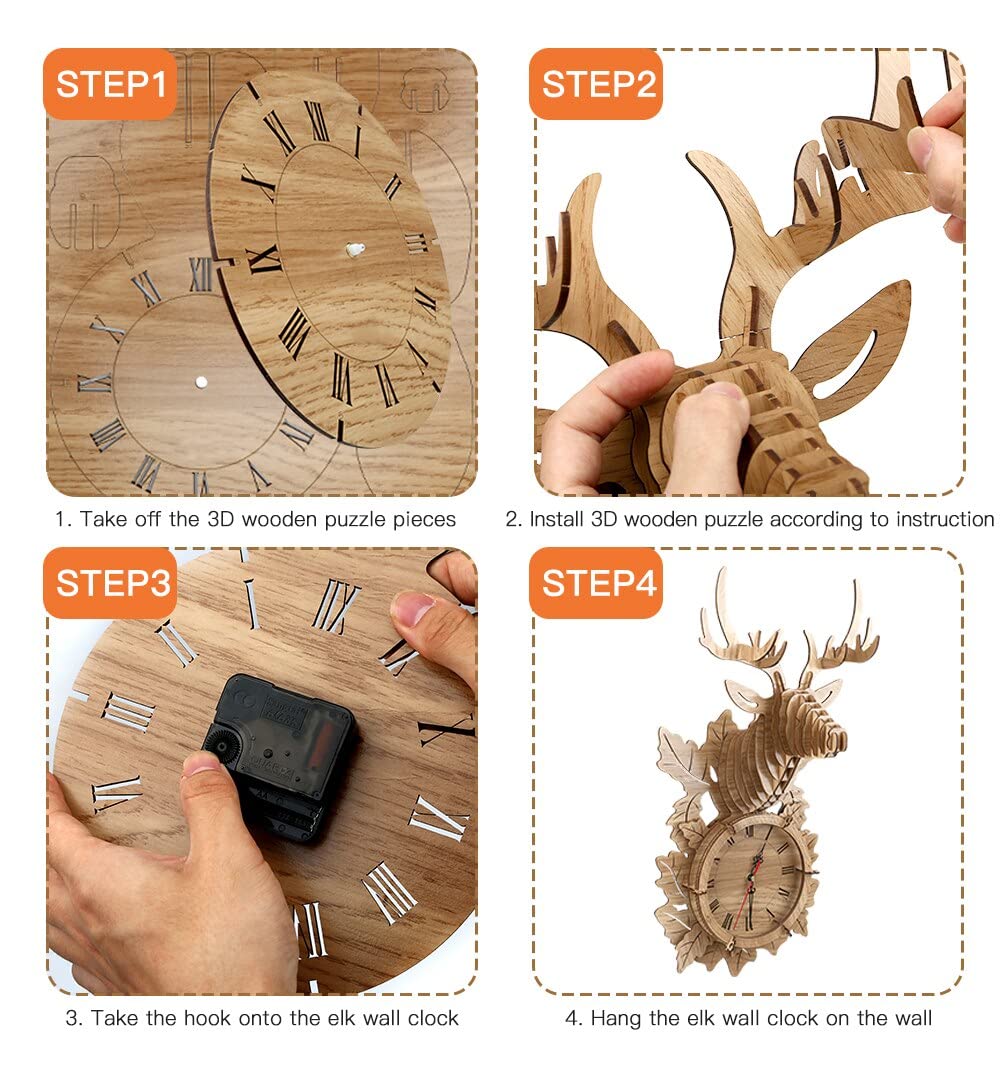 Puzzle Clock 3D Wooden a Seamless Fusion of Artistry and Utility.