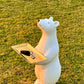 Polar Bear Sculpture Resin Figurine with Metal Tray for Stylish Home and Office Decor.