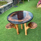 Hand-made Wood and Black Resin Round Coffee table