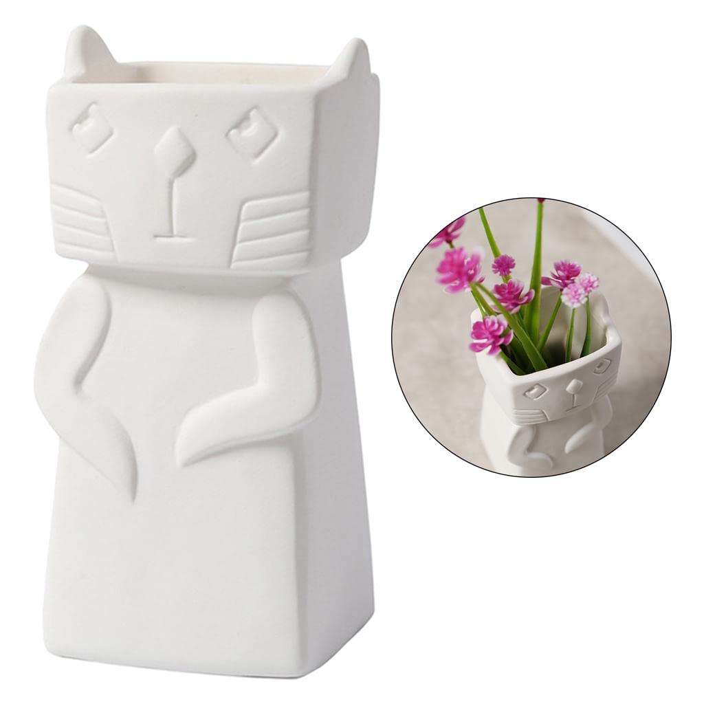 Set of four  White Ceramic vases with beautiful faces.