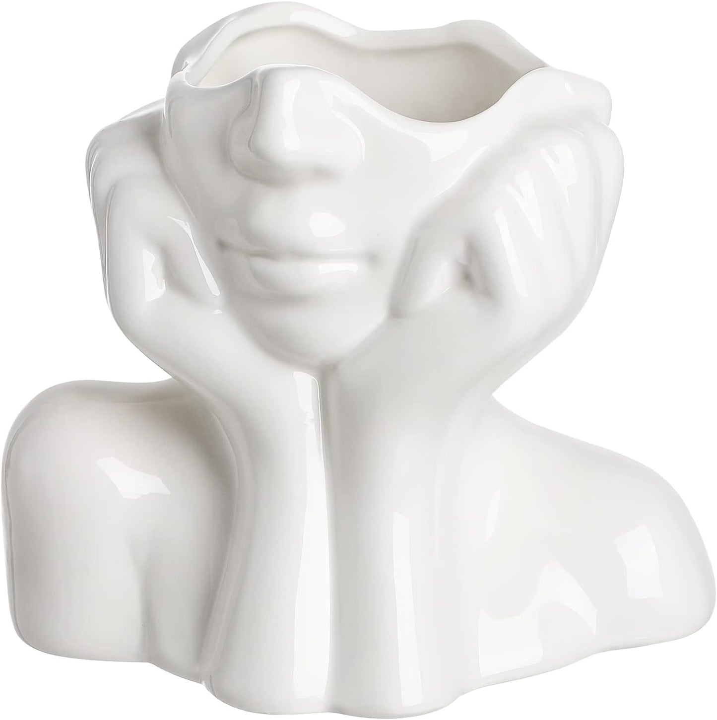 woman flower vase, Ceramic Face Vase  Modern Female Face Flower Vase.