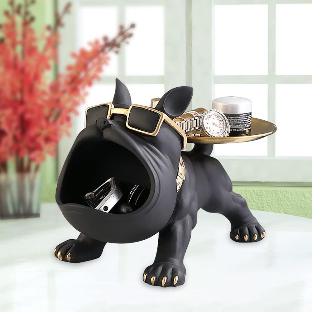 French bulldog tray statue candy dish key holder resin statues for desk table