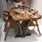 Discounted Price Dining set, Live Edge Wood Solid Dining Table - Saman Wood with PU Finish, Black Metal Legs - and Katakana chairs,  Ideal for Home or Restaurant. Medium size with 4 chairs and Large Size with 6 chairs