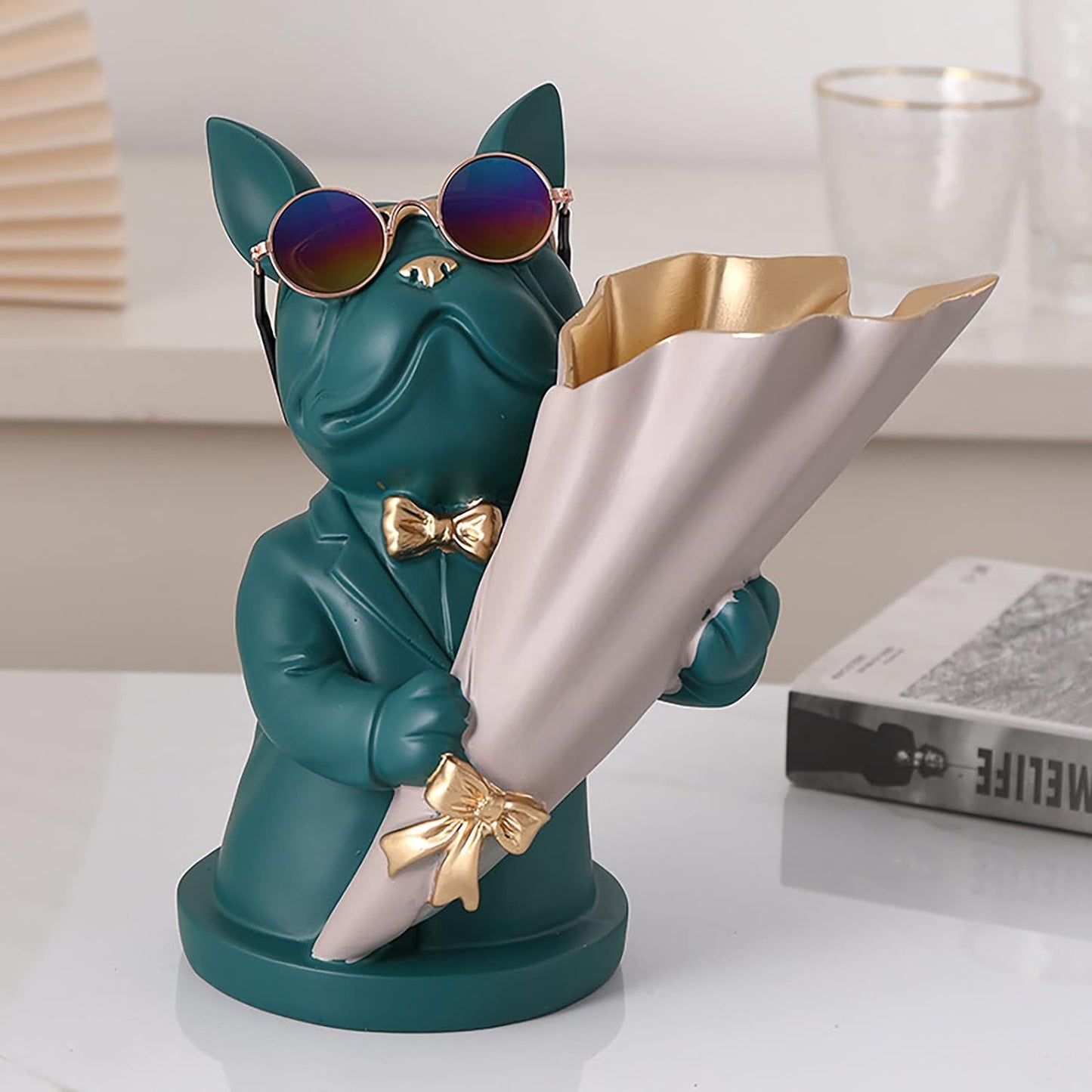 Bulldog Figurine Vase Sculpture Elevate Your Space with Distinctive Flower Vase Design