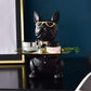 French Bulldog Sculpture with Stainless Steel Tray for Home Storage