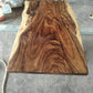 Large Live Edge Wood Solid Dining Table - Saman Wood with PU Finish, Black Metal Legs - Ideal for Home or Restaurant