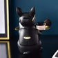 French Bulldog Sculpture with Stainless Steel Tray for Home Storage