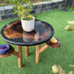 Hand-made Wood and Black Resin Round Coffee table