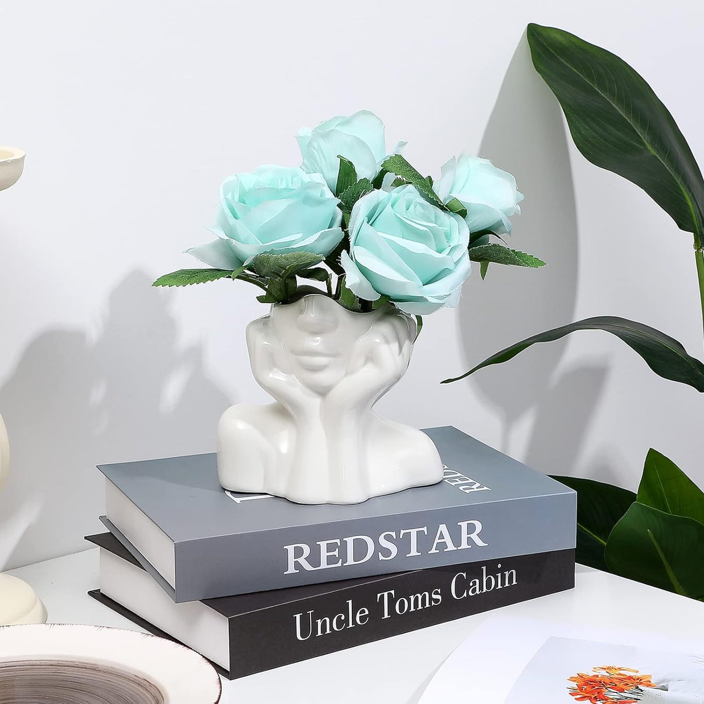 woman flower vase, Ceramic Face Vase  Modern Female Face Flower Vase.