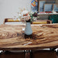 Discounted Price Dining set, Live Edge Wood Solid Dining Table - Saman Wood with PU Finish, Black Metal Legs - and Katakana chairs,  Ideal for Home or Restaurant. Medium size with 4 chairs and Large Size with 6 chairs