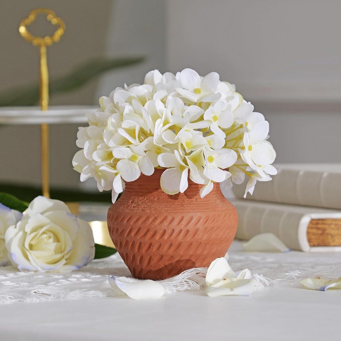 Ceramic Vase for Decorating with Flowers , Handmade Terracotta Pottery Jar Decoration.