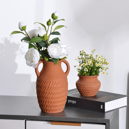 Ceramic Vase for Decorating with Flowers , Handmade Terracotta Pottery Jar Decoration.