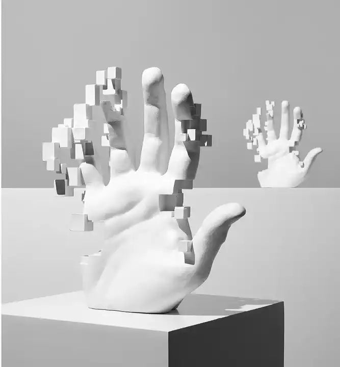 White Hand-Shaped Art Statue: Modern Abstract Sculpture for Home Decor.