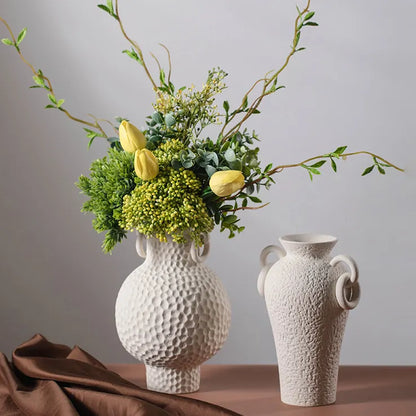 collection of White  Ceramic vases for home decor.