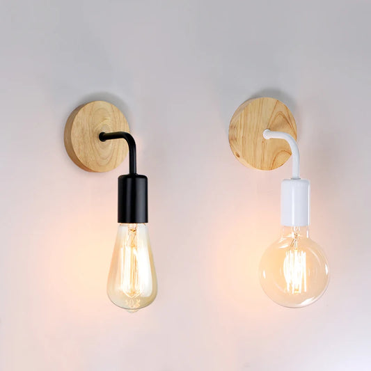 Wood Wall Lamp Vintage Sconce Wall Lights Fixture E27 110V 220V Bedside Retro Lamp Industrial Decor Dining Room Bedroom Light