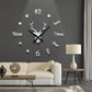 Frameless 3D Sticker Wall Clock for Home and Office Decor.