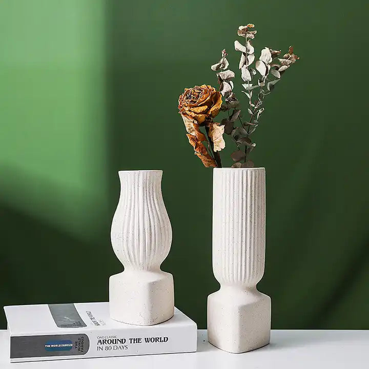 Ceramic Vases, Simple White Creative Frosted Texture for Dry Flowers.