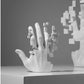 White Hand-Shaped Art Statue: Modern Abstract Sculpture for Home Decor.