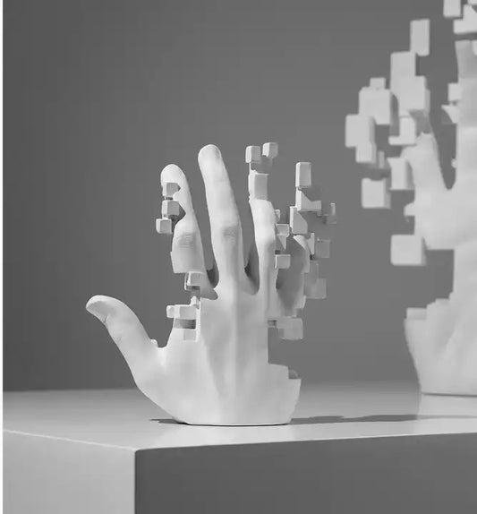 White Hand-Shaped Art Statue: Modern Abstract Sculpture for Home Decor.