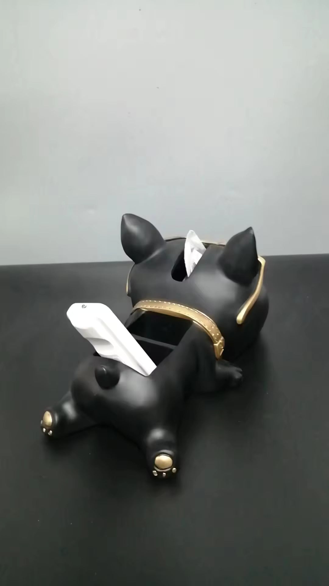 Modern French Bulldog tissue Holder and Decor Accent