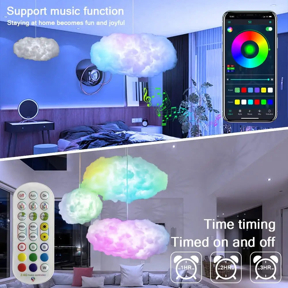 3D Big Cloud Lighting: Smart Remote App Enabled Cloud Lamp .(60x30x24 cm)