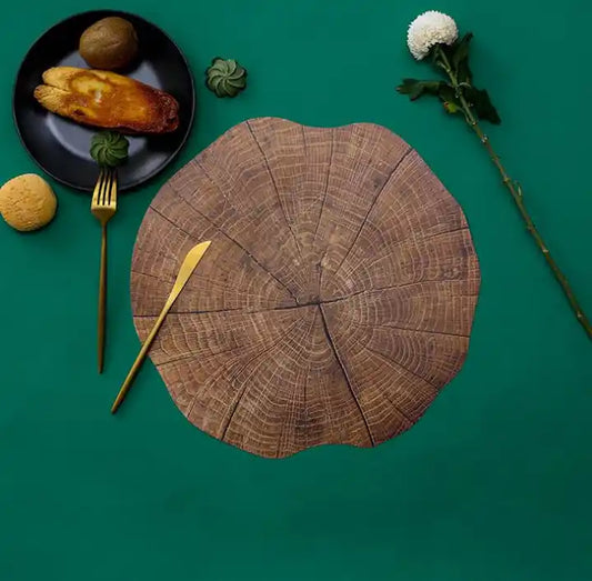 Placements Wood Grain Design Round Place Mats for Wedding, Hotel, Restaurant, Cafe