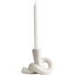 Table Decorative Taper Candle Holder Handled White Ceramic Candlestick Holder