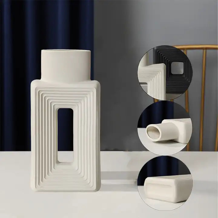 Set of two square vases, ceramic vase for home.