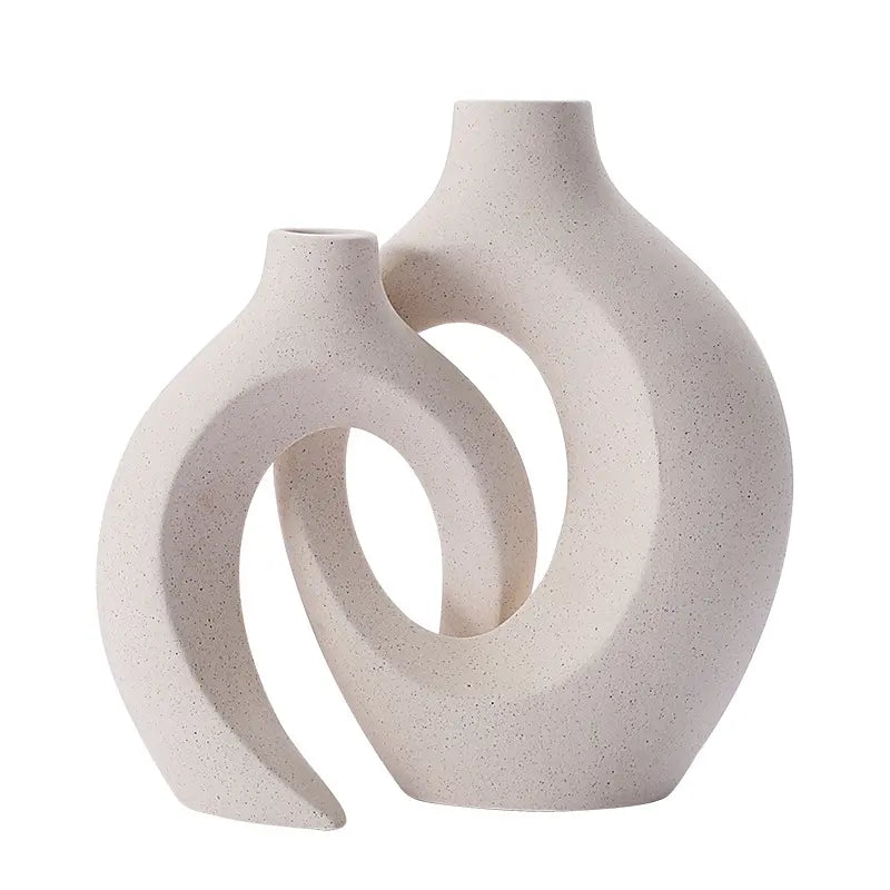 Unglazed Ceramic Vase Set. Pampas Grass Pot