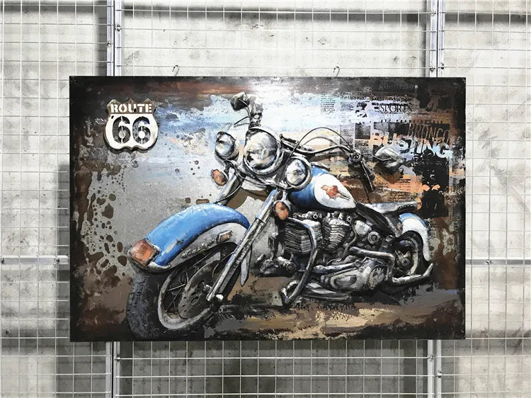 High Quality  metal Iron Route 66 Motorcycle Wall Art for Modern Living Rooms. 35% sale