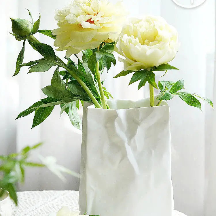 White Ceramic  flower Vases  for home decor and gift.