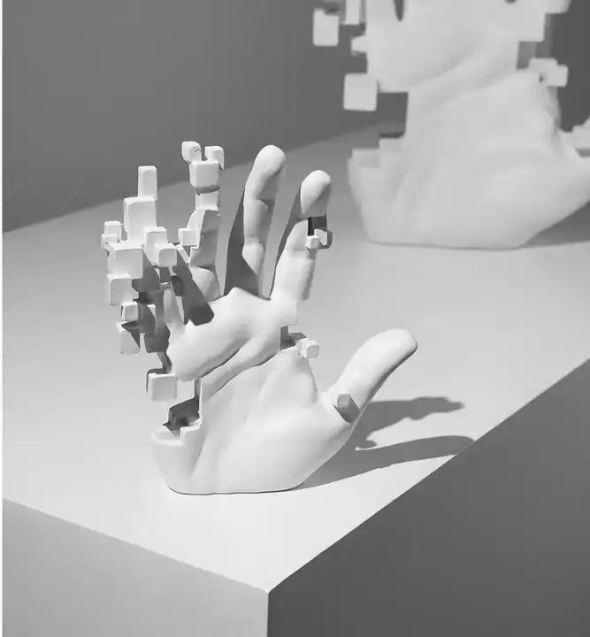 White Hand-Shaped Art Statue: Modern Abstract Sculpture for Home Decor.