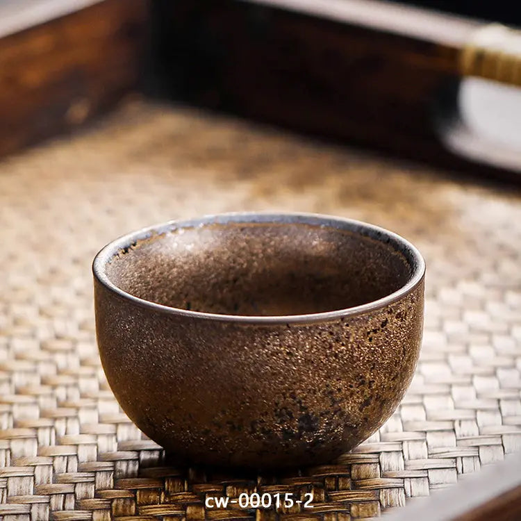 Set of 4 Japanese Retro Pottery Tea Cup with Custom Ceramic Retro Iron Glaze.