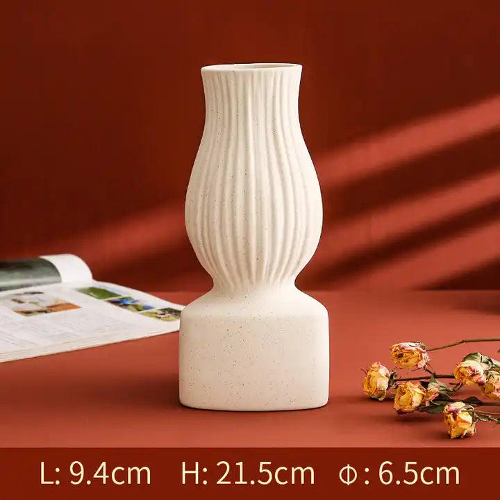 Ceramic Vases, Simple White Creative Frosted Texture for Dry Flowers.