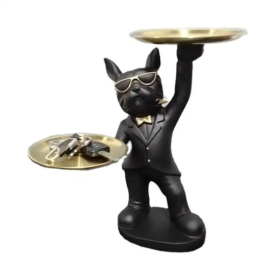 modern black  bulldog tray creative resin home decoration for living room decoration