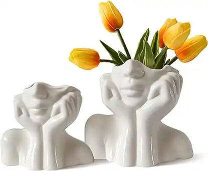 woman flower vase