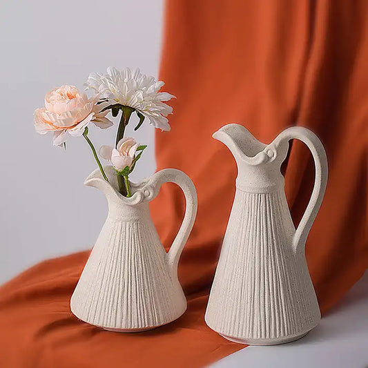 Modern Flower Vase Decoration Beige Ceramic Vase for Home Decor.