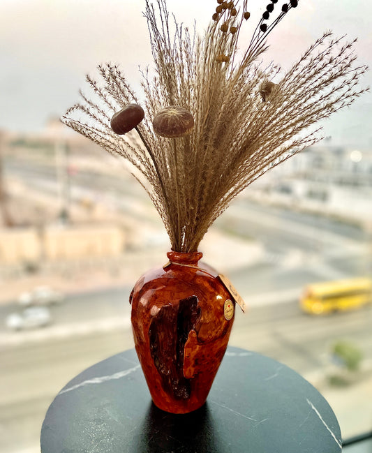 burl wood vase