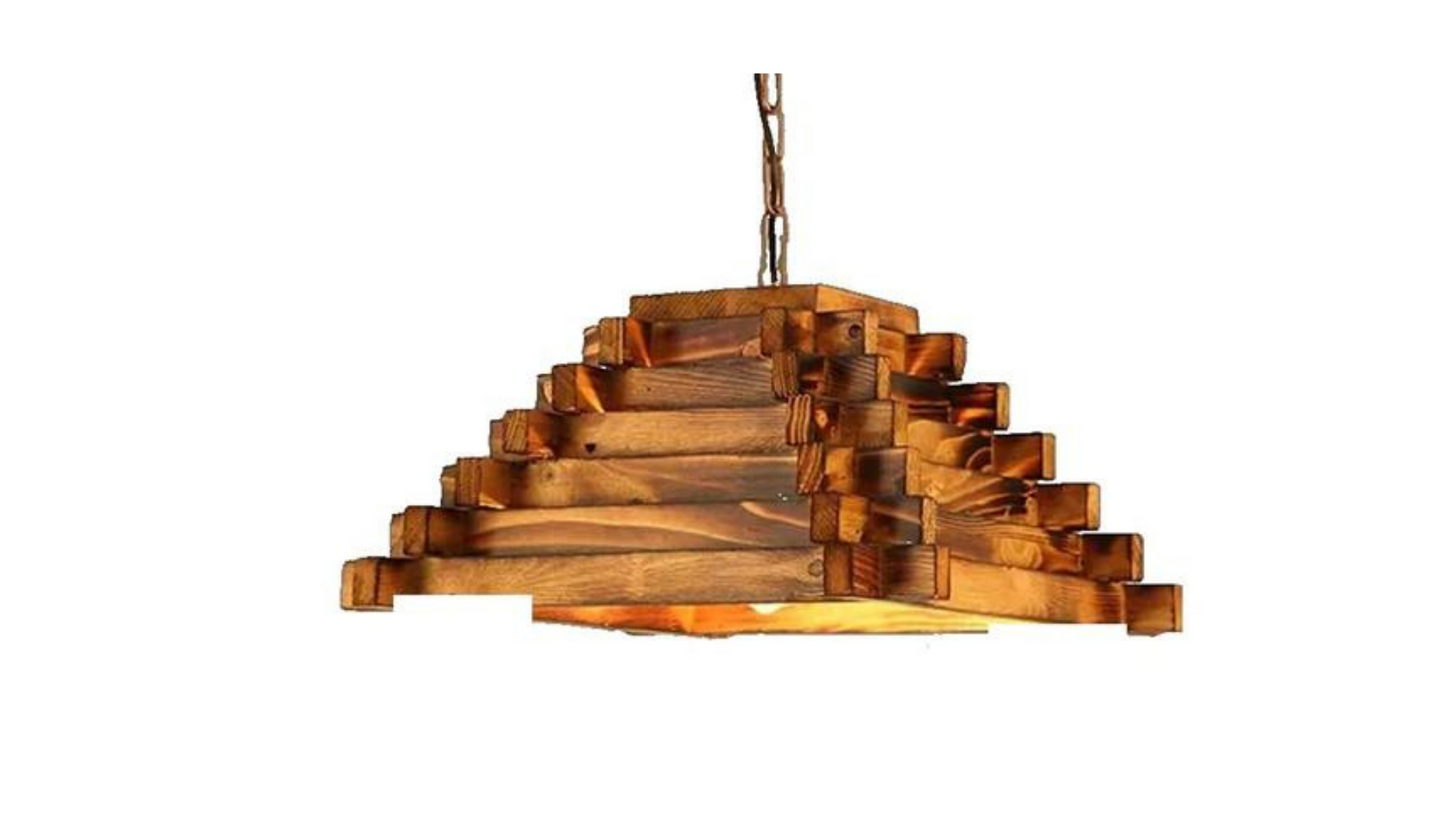 Wooden pendant light. Nordic decor