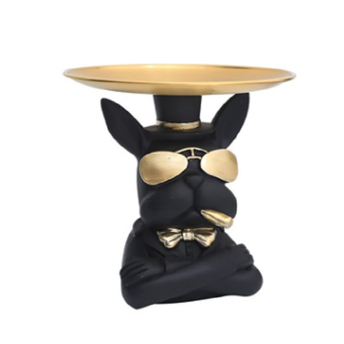 Handmade Resin Bulldog Statue Tray, Creative Storage Solution with a Touch of Nordic Elegance.