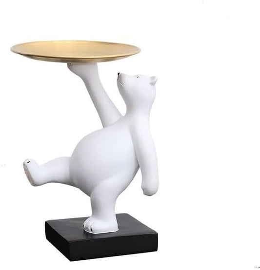 Polar Bear  Resin Statue Storage Tray. Whimsical Home and Office Decor.